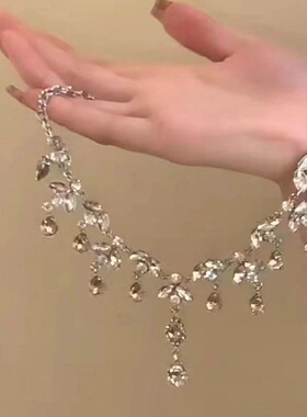 法式锆石圆形多层项链简约超仙时尚百搭锁骨链轻奢高级感项饰批发