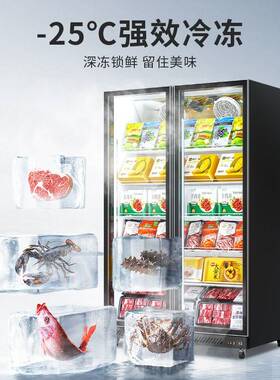 跨境商场超市冰箱冰淇淋低温柜风冷立式冰柜冷冻展示柜商用急冻柜