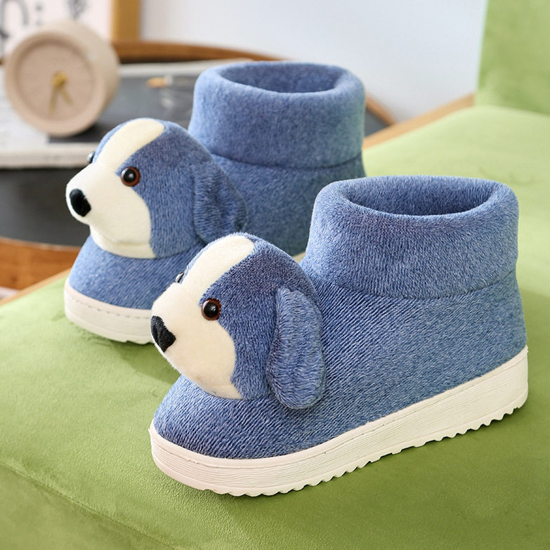 冬季加厚保暖卡通狗狗棉拖鞋女包跟高帮可爱棉鞋平底居家鞋短靴子,淘宝优惠券,粉丝福利购,淘宝优惠卷