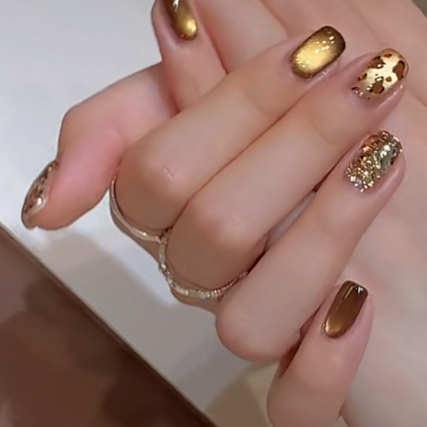 秋冬亮片鎏金豹纹猫眼手工穿戴美甲短款可拆卸假指甲贴片婚甲成品,淘宝优惠券,粉丝福利购,淘宝优惠卷