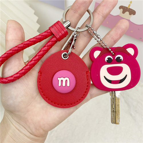 圆形水滴形卡通可爱草莓熊门禁卡套钥匙套水滴圆形一体小区保护套 - 图3
