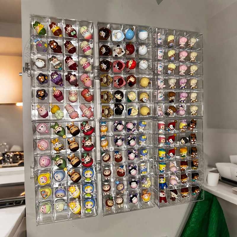 透明萌粒收纳盒桌面防尘带抽屉式杂物盲盒收纳展示架小摆件整理盒,淘宝优惠券,粉丝福利购,淘宝优惠卷