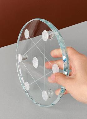 水晶柱阵盘金字塔七星摆放托盘底座DIY水晶球摆件底盘k9玻璃支架