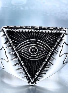 维京开口戒指钛钢骷髅五角星饰品