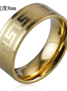 戒指钛钢六边形十字菱形磨砂饰品