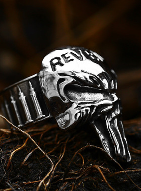 维京戒指钛钢猫头鹰动物牛头饰品