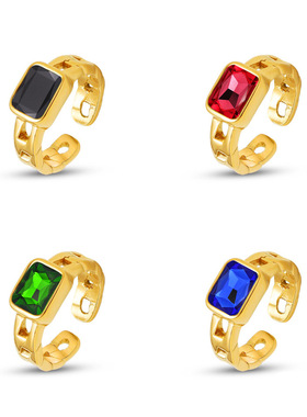 戒指钛钢绳结花形长方形时尚饰品