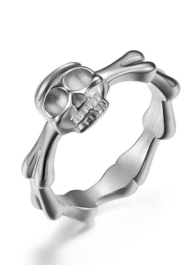 四环多层叠戴钛钢六面形戒指饰品