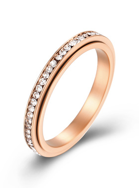 4mm磨砂钛钢戒指哑光拉丝镀18K金