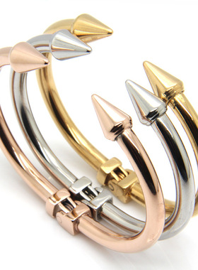 手镯开口可调节钛钢磨砂蝴蝶饰品