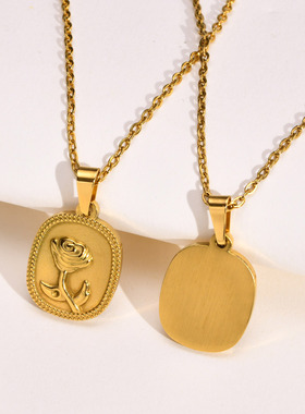 钛钢吊坠圆形生命树六边形首饰品