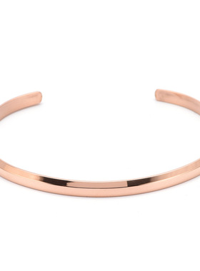 斜面开口手镯钛钢桃心弹力线饰品