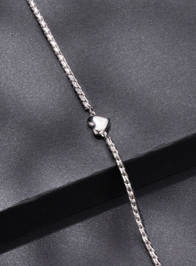 原创通体s925纯银爱心莫桑石手链简约经典设计心形蛇骨链手链轻奢