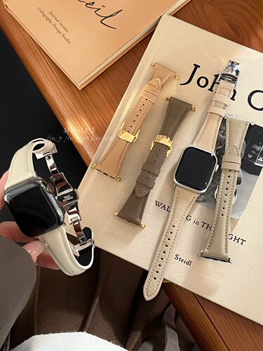 蝴蝶扣细款真羊皮柔软星光适用于s10代applewatch987SE静静的表带 - 图1