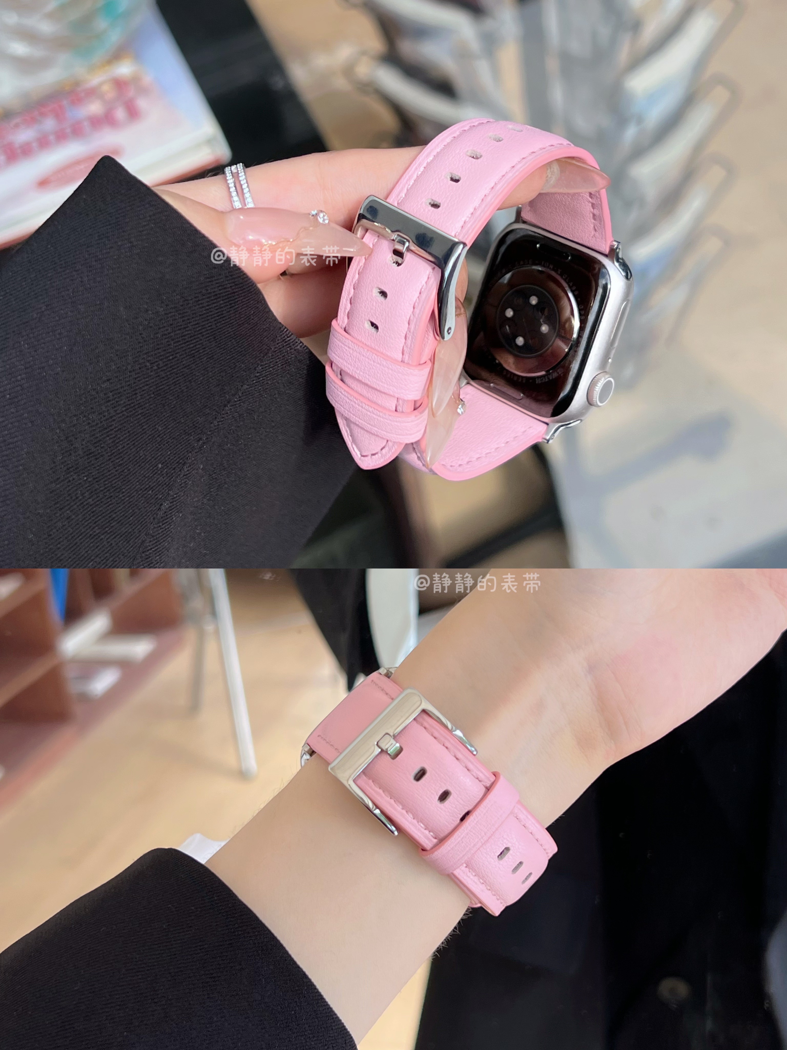 双面头层小牛皮柔软男女款适用于s978代applewatch56SE静静的表带 - 图2