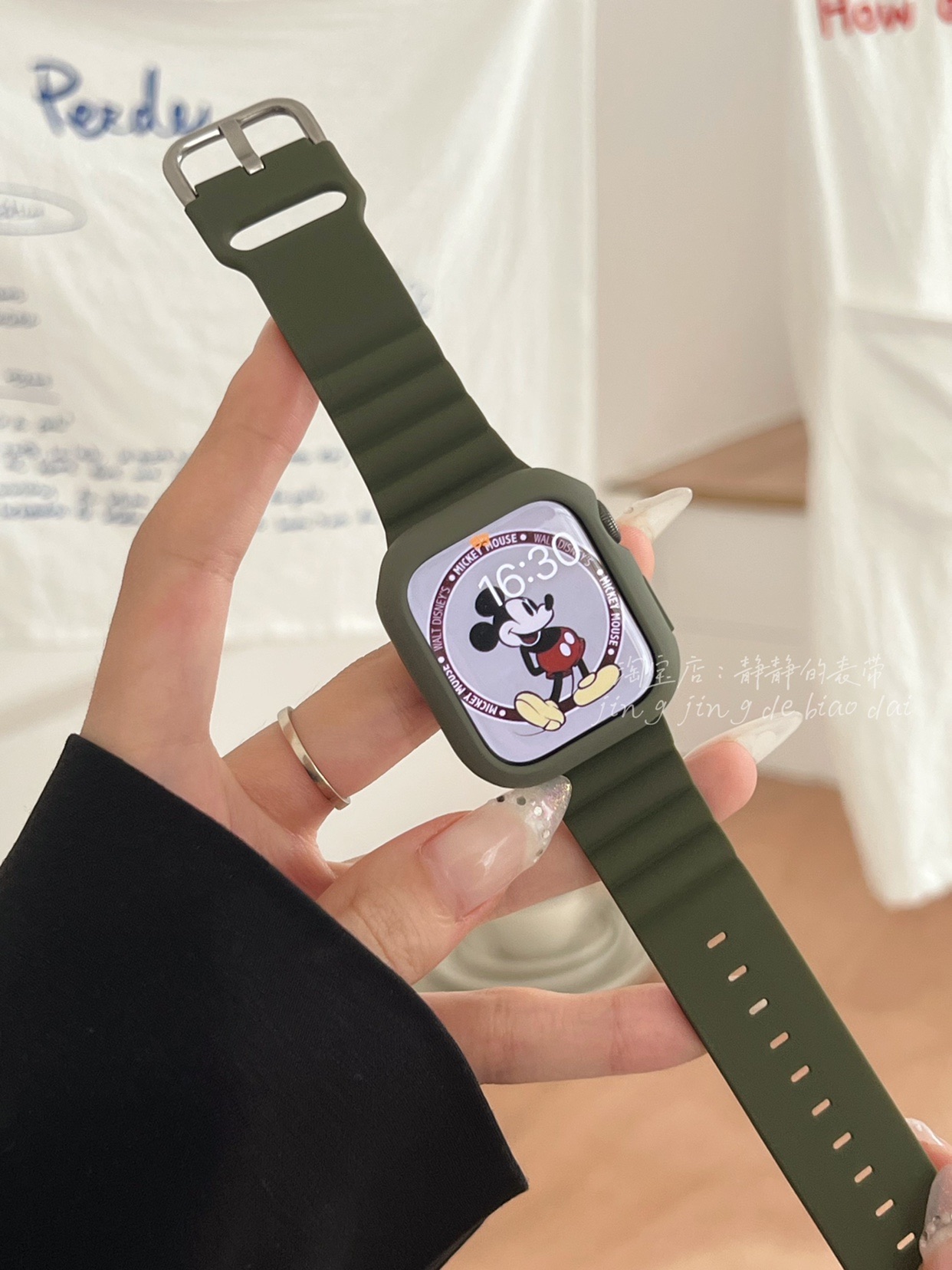 柔软奶油色系硅胶运动iwatch978代SE适用于applewatch9静静的表带 - 图0