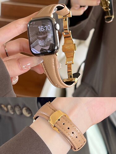 蝴蝶扣细款真羊皮柔软星光适用于s10代applewatch987SE静静的表带 - 图2