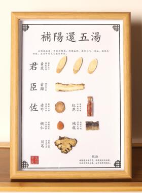 八珍汤A4中草药标本展示相框药材标本画标本diyb