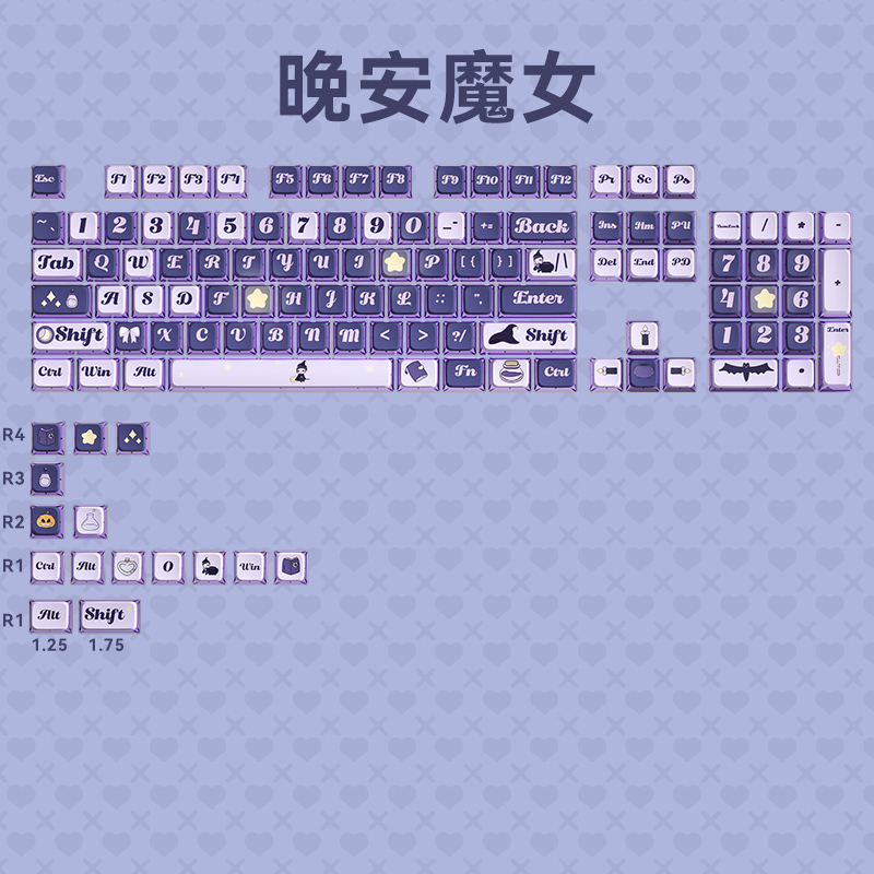 NOPPOO诺朴热升华键帽透明PBT双皮奶键帽热升华108键ASA键帽小全 - 图2