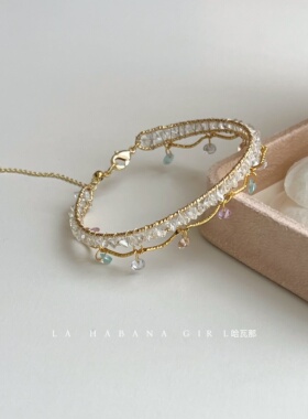 LaHabanagirl月华星光小流星原创设计金色手工缠绕甜美风时尚手镯