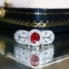18K gold diamond inlaid natural unburned ruby ring, main stone 0.5 carat, bright color, international certificate
