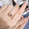 18K gold diamond inlaid natural unfired sapphire ring. The main stone is 1.05 carats. It is full of retro style.