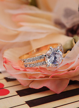 韩国克拉求婚彩金仿钻戒