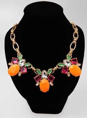 欧美海外复古人造宝石合金项链