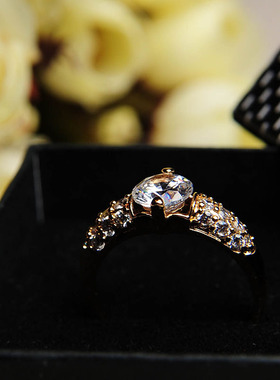 韩国合金莫桑石豪华风求婚仿钻戒