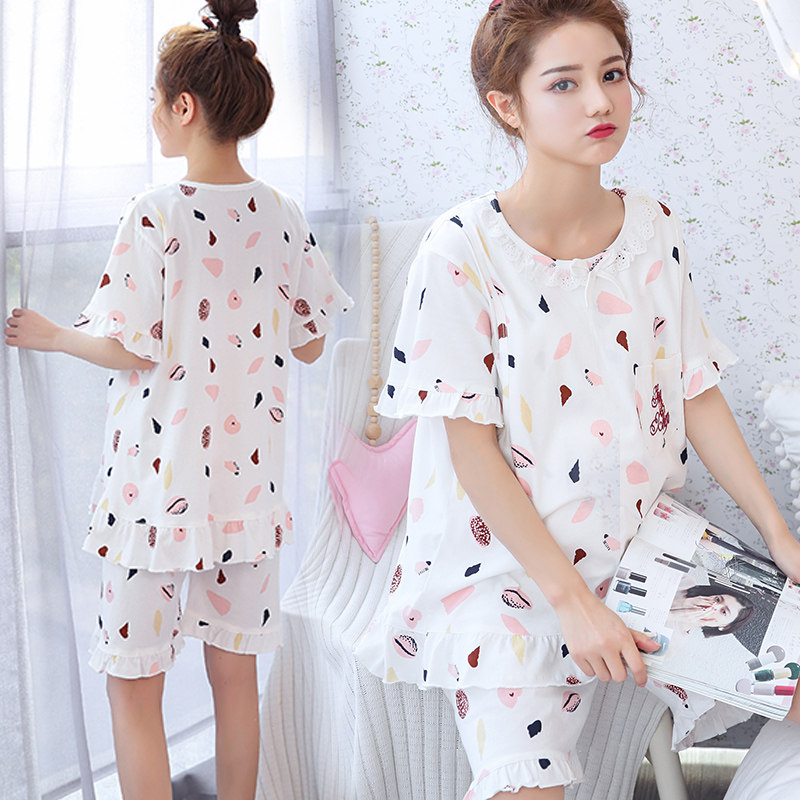 孕妇夏季短袖月子服怀孕期喂奶睡衣 孕馨妈咪坊家居服套装