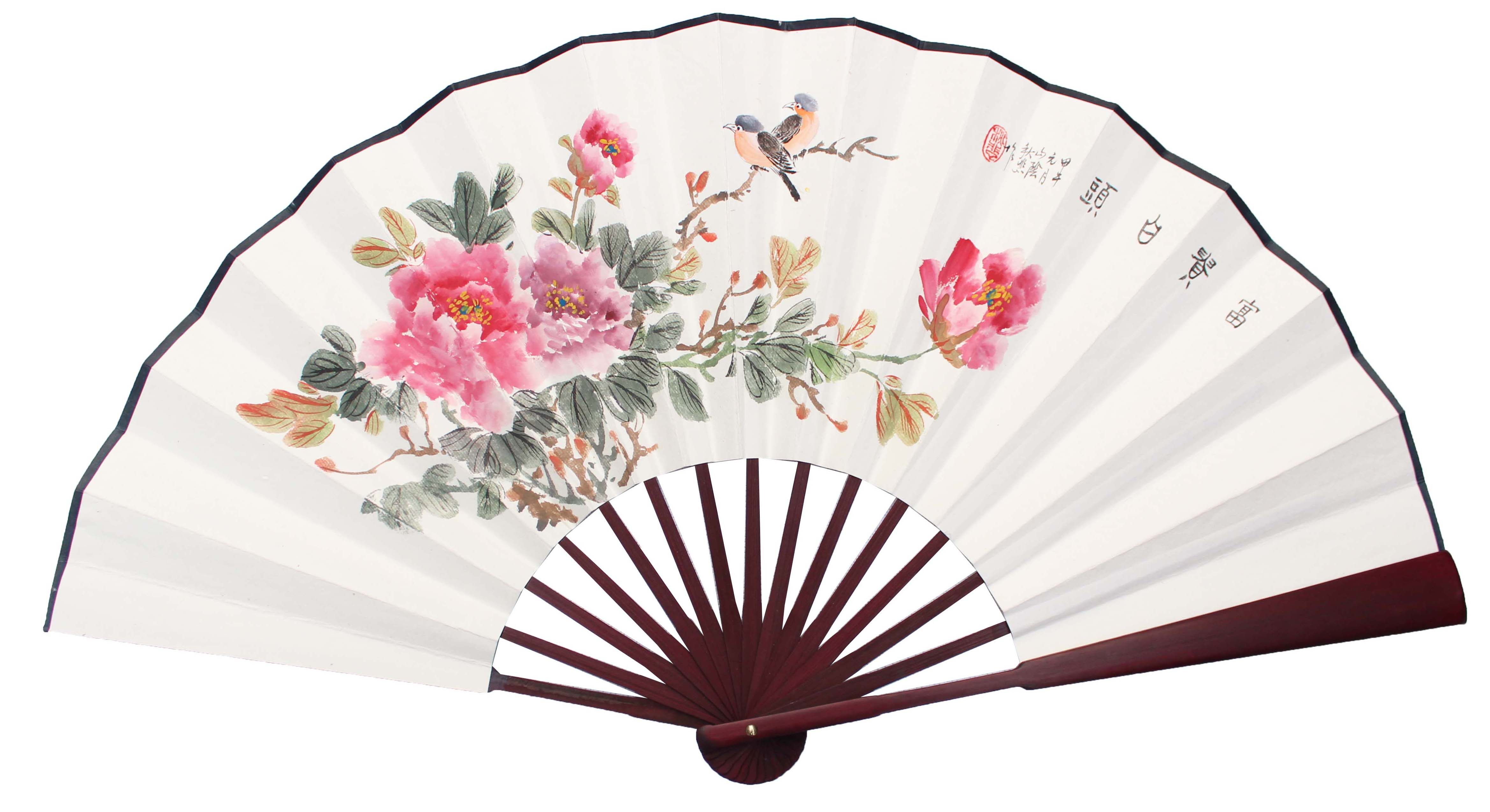 仙宝仿红木手绘工艺宣纸折扇 中国风手绘扇子 花鸟作品 包邮