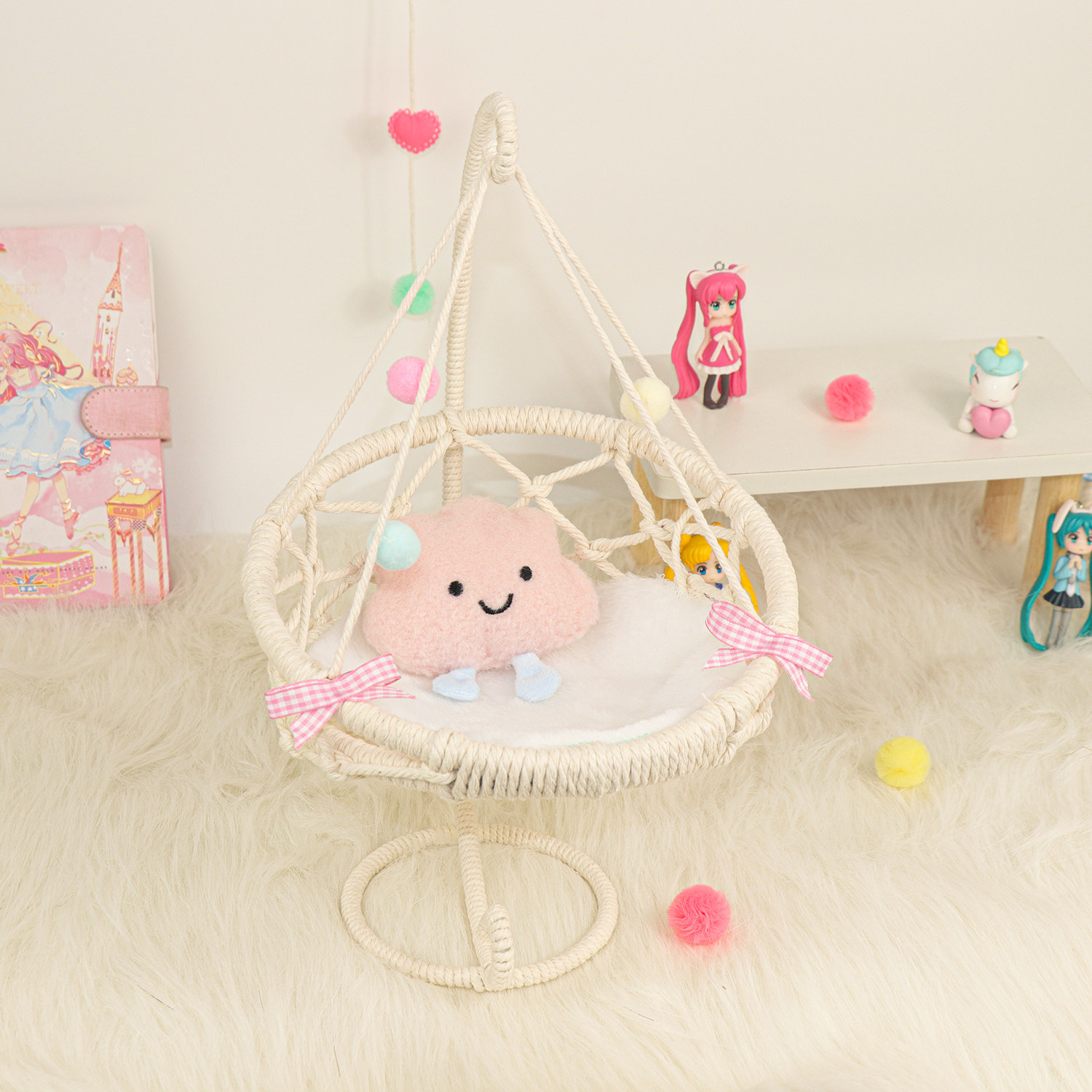 棉花娃娃专用吊椅手工编织吊床10cm15cm20cm秋千6分bjd娃场景家具,淘宝优惠券,粉丝福利购,淘宝优惠卷