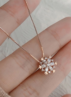 雪花项链女小众设计感925纯银