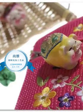 韩式彩条拼接双拉链零钱包 随意手拿包 硬币包 朝鲜族手工艺品