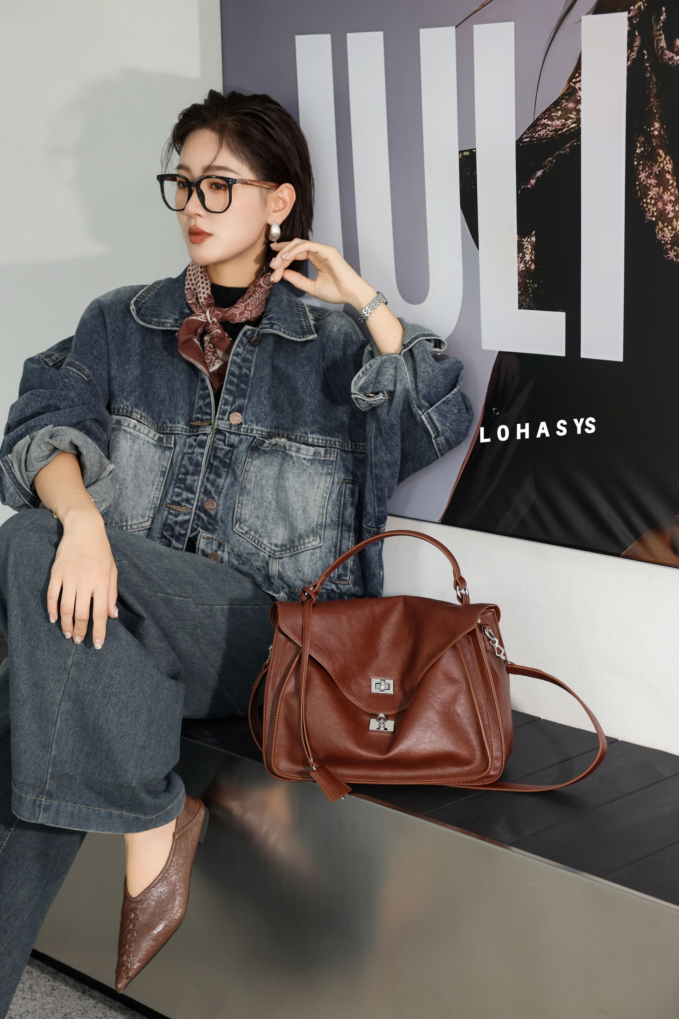 乐花惜时2026新款女包高级感大容量手提包时尚百搭单肩斜挎包通勤 - 图1