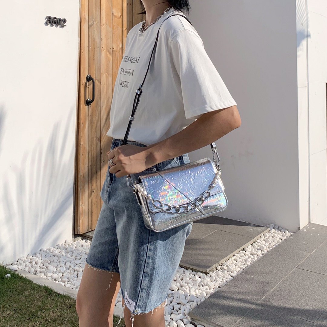 高级感质感头层牛皮珍珠链条包银色包时尚百搭单肩斜挎包真皮女包,淘宝优惠券,粉丝福利购,淘宝优惠卷