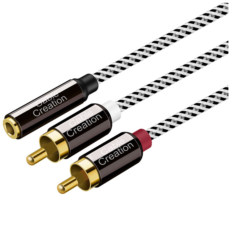 音频线3.5mm母转2RCA双莲花电脑机顶盒DVD功放音响音箱连接线,淘宝优惠券,粉丝福利购,淘宝优惠卷