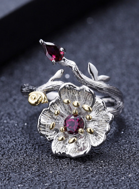 设计师款开口戒指纯银个性复古风