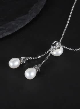 轻奢时尚S925银高颜值复古风vintage高级感纯银淡水珍珠项链吊坠