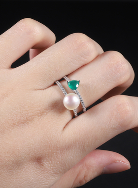 时尚轻奢S925银高级感复古风vintage小众高颜值纯银淡水珍珠戒指