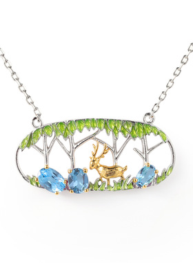 S925银设计师款高颜值欧美复古风高级感小众欧式高档纯银项链吊坠