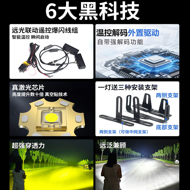 汽车强光T4中网射灯探照灯12V越野改装射灯24伏外置辅助灯 - 图1