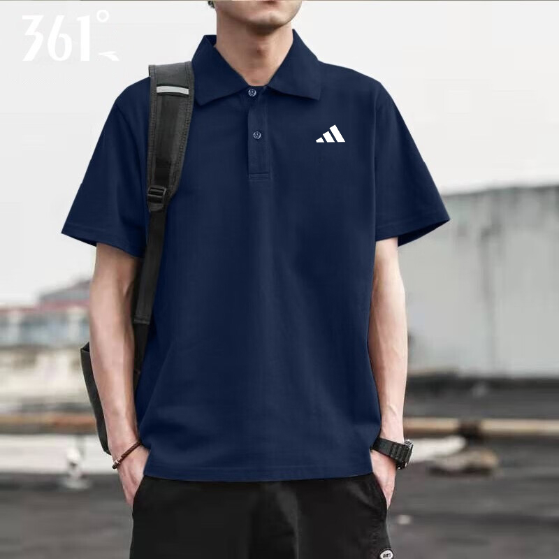 阿迪达斯蓝色翻领短袖男正品夏季POLO衫运动服休闲商务T恤HS3237 - 图0