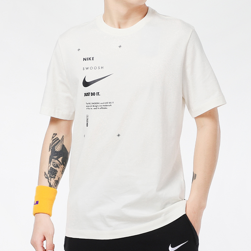 NIKE耐克短袖男2022新款SWOOSH运动服透气休闲圆领T恤DJ5374-110 - 图0