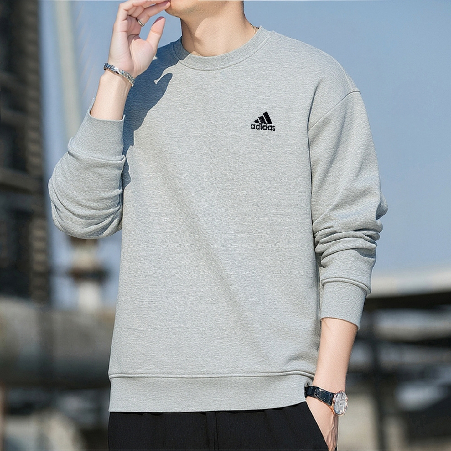 阿迪达斯纯棉卫衣男装2026春季新款灰色打底衫宽松大码外套IC9331,淘宝优惠券,粉丝福利购,淘宝优惠卷