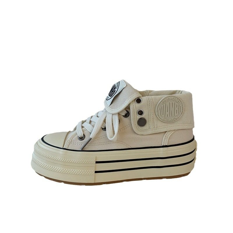 厚底高帮帆布鞋女2024秋学生新款韩版百搭小白鞋复刻板鞋远波5293,淘宝优惠券,粉丝福利购,淘宝优惠卷