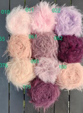 单股毛线长毛貂绒线8公分仿貂毛手混线配线手工编织围巾材料包