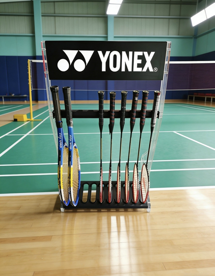 Badminton racket display rack, acrylic boutique metal rack, storage rack for home store, tennis racket display rack