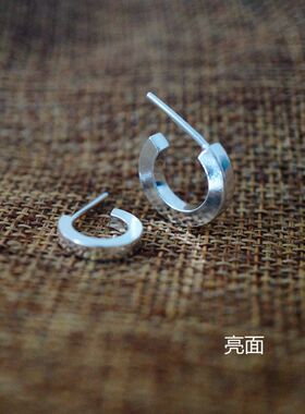 纯银耳钉耳环实心手工耳钉纯银