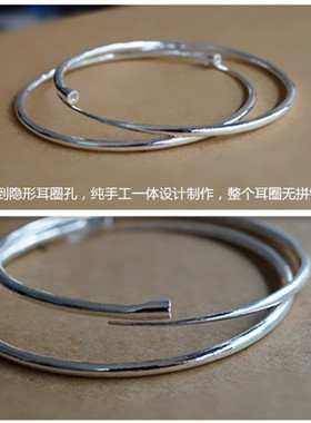 999小众设计纯银潮女实心大耳环